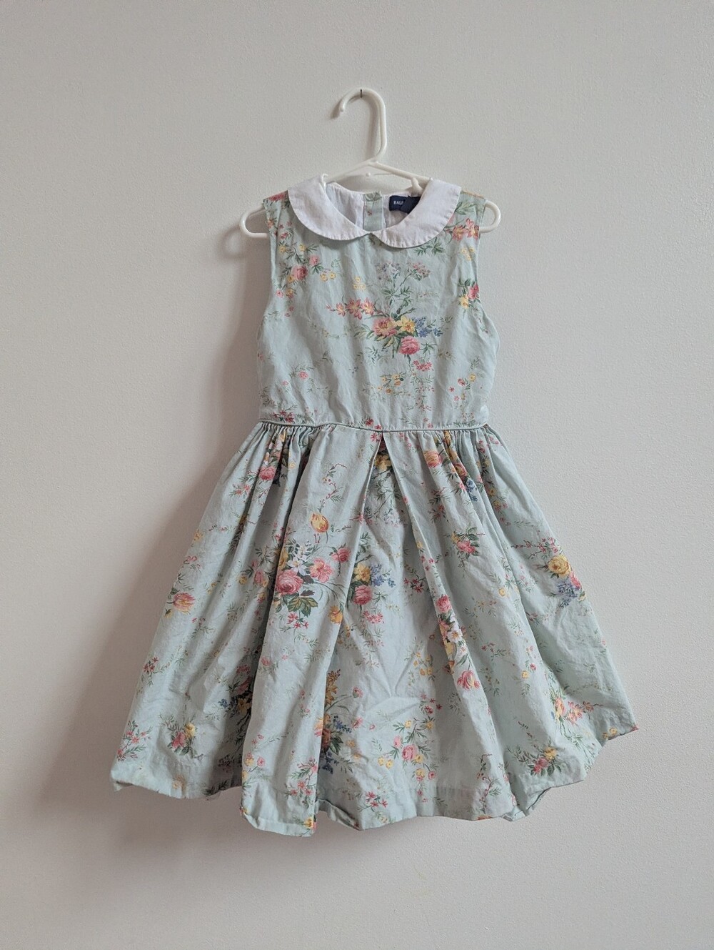 Ralph Lauren Dress 6x Green Floral Cottagecore Peter Pan Collar Preppy Girly